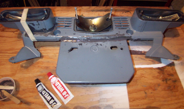 previous owner  used some weird glue or something to try to repair the plastic . I am  working w/ JB Weld it has worked befor