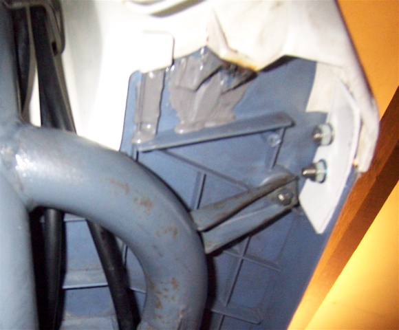 you can see the J B weld at the top  and the bolts holding the two parts  together