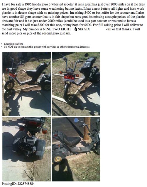 Craigslist Ad